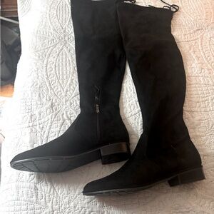 Marc Fisher Jet 2 black fabric boots size 9.5 New 
Never worn over the knee-high